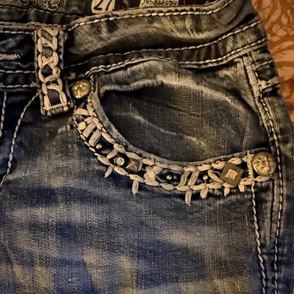 Miss Me Blue Denim Jeans with Braided Detail - Picture 3 of 9